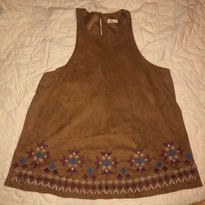 Hollister Faux Suede Embroidered Tank
